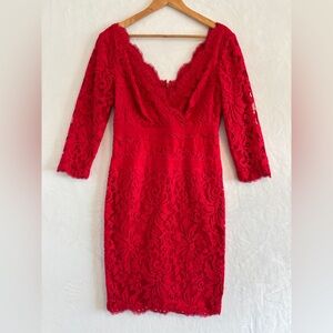 Tadashi Shoji‎ Red Lace Dress size 10